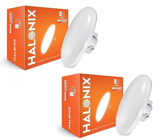 Halonix 8w Mun Light 6500k Cool White Round Panel Led Downlighter | Pack of 2 | Cut Out: 2 Inch | Led Ceiling Light for Home and Hall