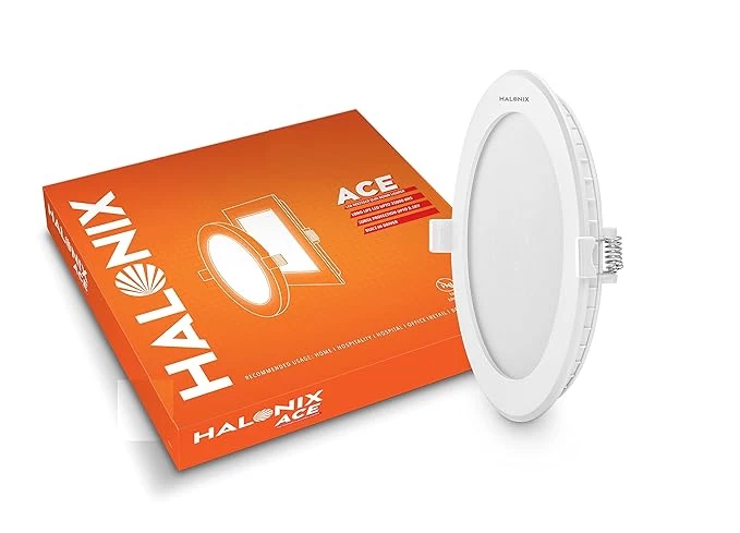 Halonix 18W ACE 3000K Yellow Light Round led Recess downlighter | Pack of 1 | Cut Out: 8 inch | LED Ceiling Light for Home and Hall