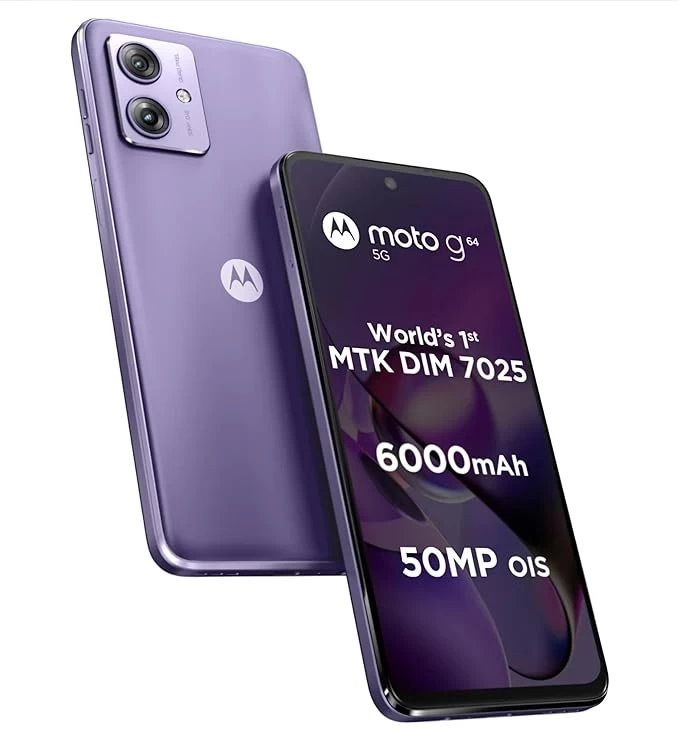 Motorola G64 5G Smartphone | Ice Lilac, 8GB RAM | 128GB Storage | Expandable Upto 2TB | Upto 16GB RAM with RAM Boost