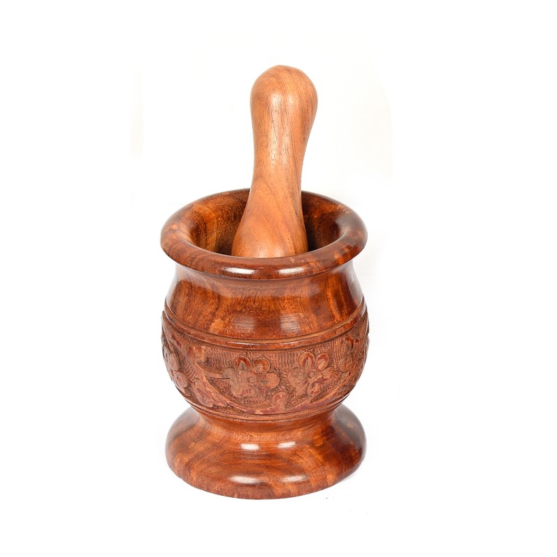 Handcrafted Wooden Mortar and Pestle | Medium size - Grind Fresh, Natural Ingredients