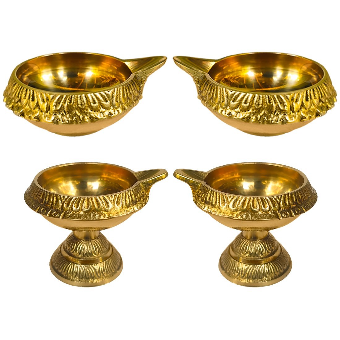 BRASS KUBERA STAND DEEPAM  SET (PACK OF 4) 2.5 INCHES HEIGHT