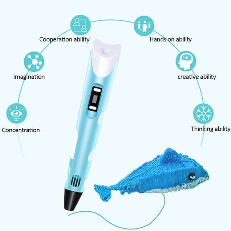 3D Drawing Pen with Display and Adjustable Speed Kids 3D Assembled Painting Toy Graffiti with pens