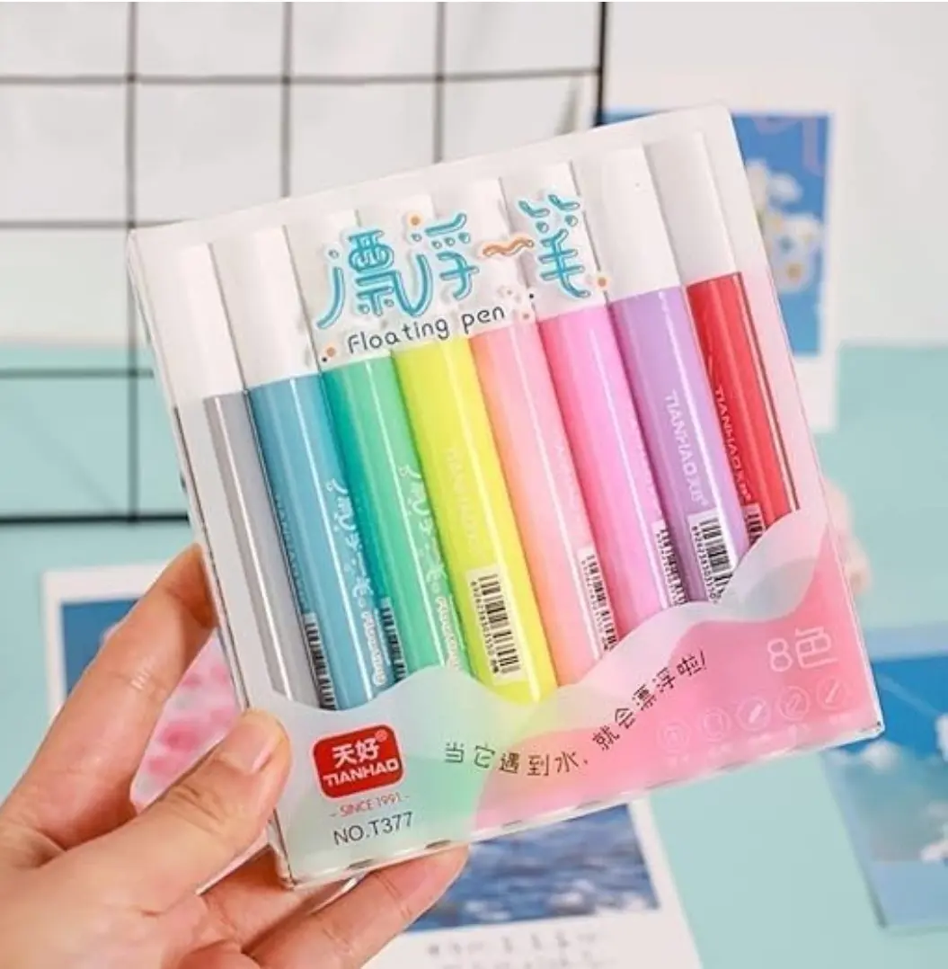 P & S Enterprises 8 Colors Doodle Pen Children's Colorful Marker Pen Magical Water Painting Pen Easy -To-Wipe Dry Erase Whiteboared Pen Doodle Water Floating Pen