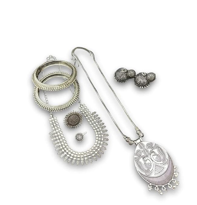 Oxidized German silver combo of 6 sets for women's and girls