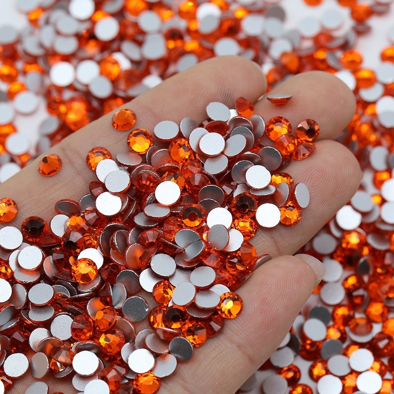 4mm Round Shape Stone Crystal Kundans Beads Stone for Art & Craft, Jewellery Making, Bangles, Embroidery & DIY Works (Fire Orange)(10000 Pieces)