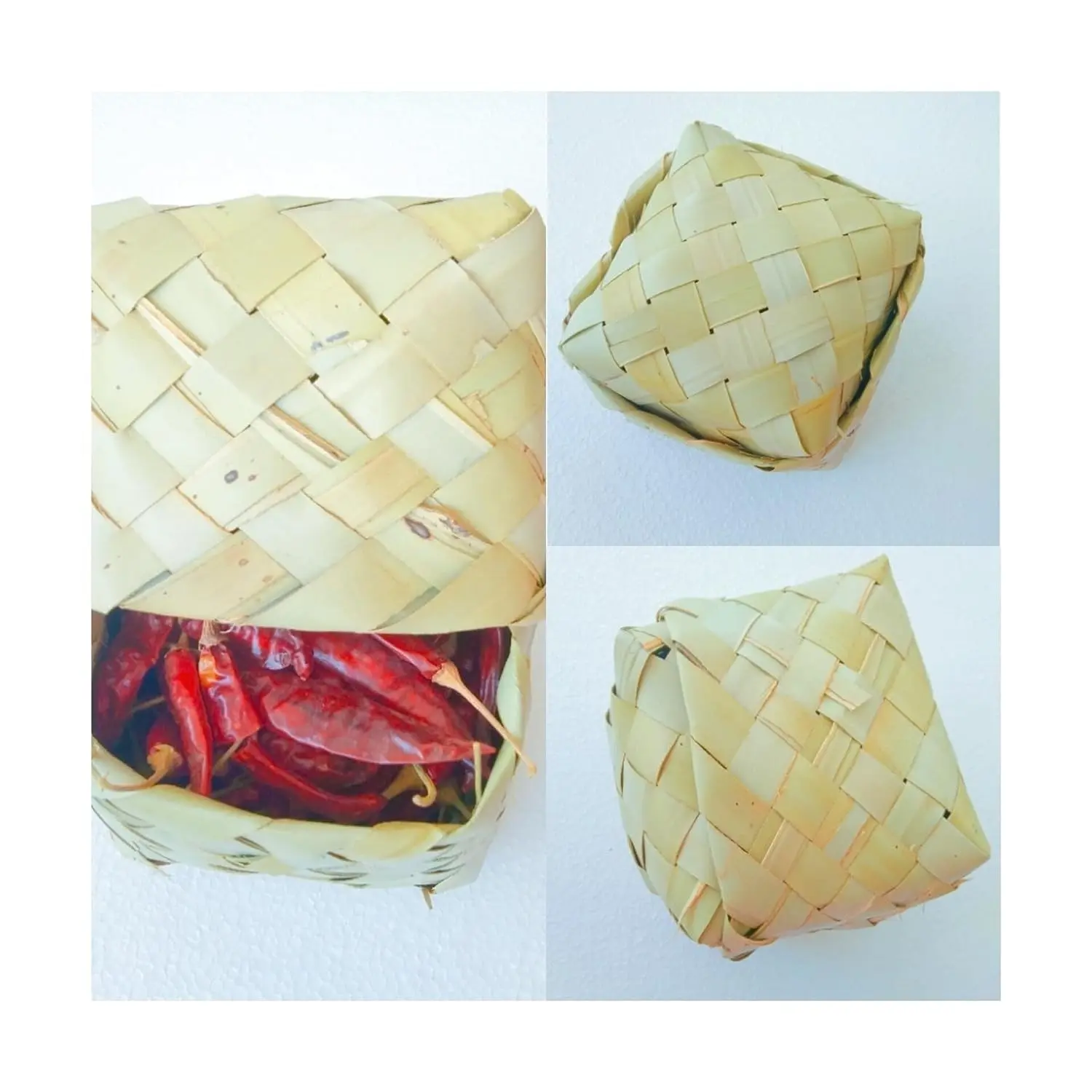 Palm Leaf Box Palm Leaf Basket Palm Leaf Products 4x4 inches palm leaf box, panai olai box, mittai petti pack of 2