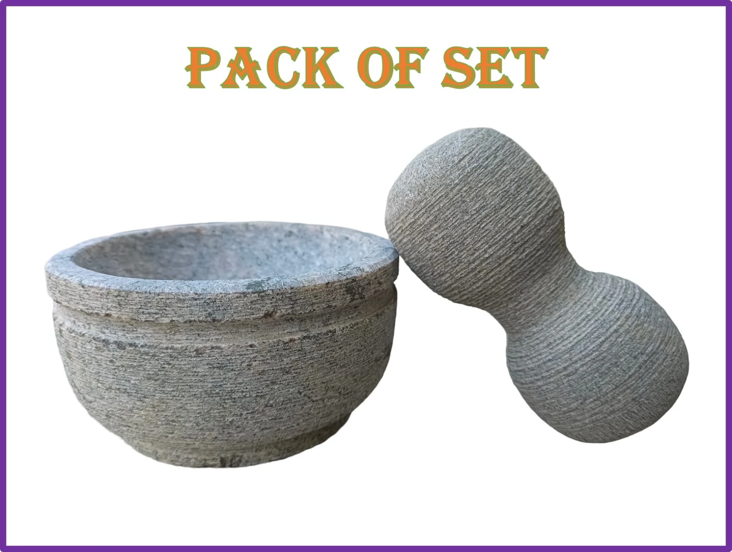 Gorgeous Masala Smasher Bowl Set | Non-Polished Granite Stone Grinder – Pack of 2