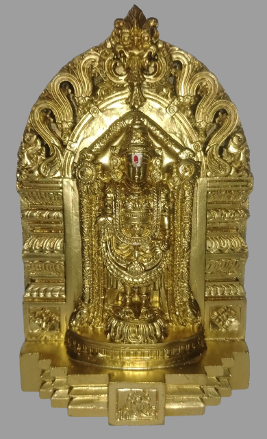 Lord SRI Balaji/VENKATESHWARA/Vishnu/SRI VARI Golden Colour Idol 15 CM HEIGHT