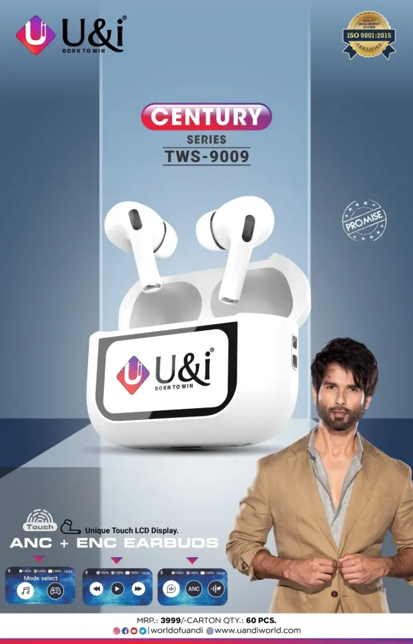 U&I TWS-9009 Century Series Earbuds | LCD Display