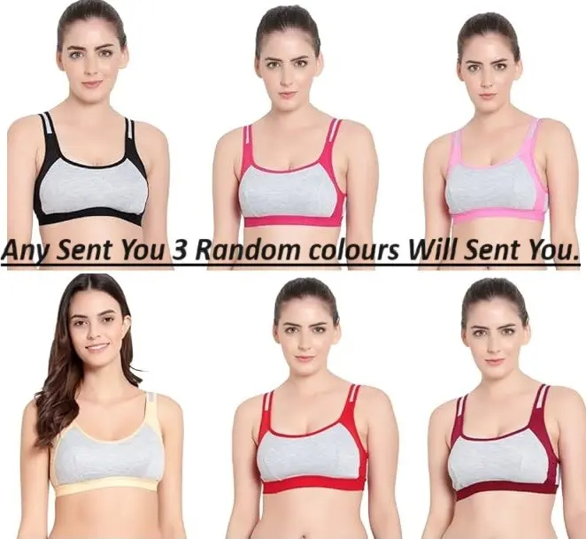 Women Non Padded Sport Bra Yoga And Gym Bra Multicolor pack 3