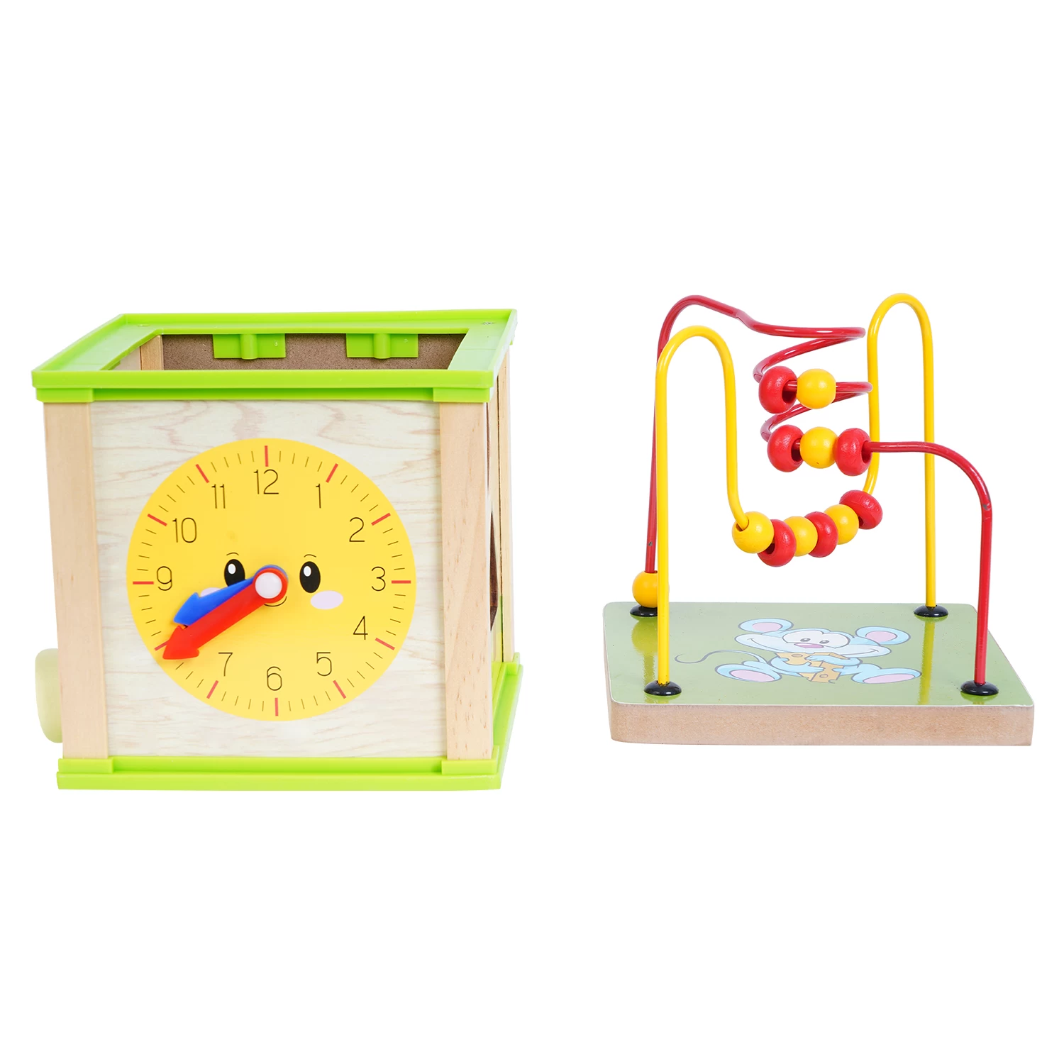 Wooden Activity Centre Play Cube Learning House (5-in-1) Bead Maze Smiling Clock Shape Sorting Early Kids 1-4 Years,Multicolor Multipurpose Toddler Activity Toys for Kids Shape Recognition Toys