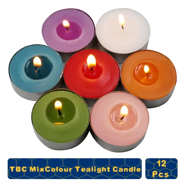 TBC Muti Colour Tealight Candles  2-3 Hours Burning Time, Soy Wax, scented, Smokeless, Dripless, for Home Decor, Offices & Other Occasions(PACK OF 12)