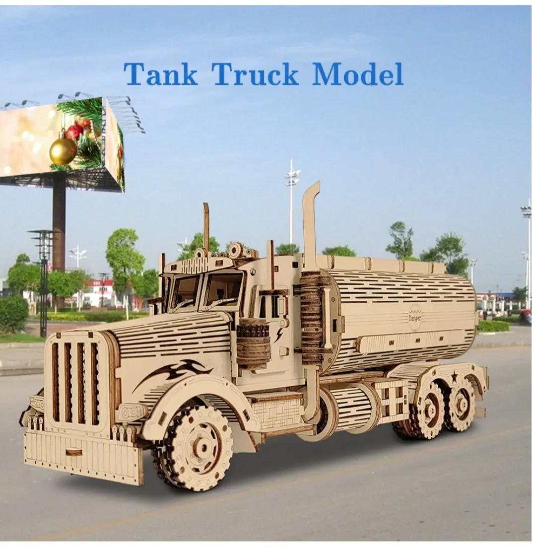 NDY Custom Assembly Hand Model Wooden Puzzle Fuel Tank Truck