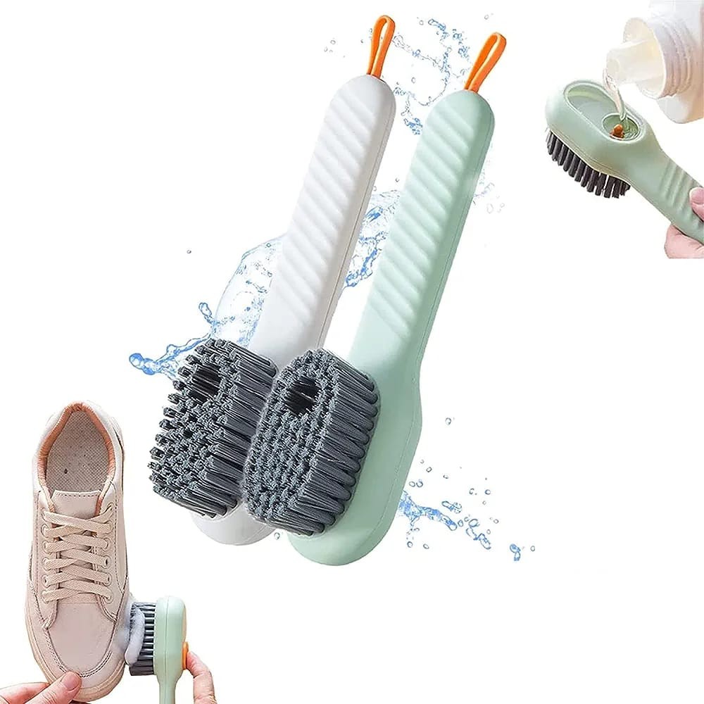 Liquid Shoe Cleaning Brush with Soap Dispenser, Shoe Laundry Brush Scrub Brushes for Cleaning, Soft Bristle Cleaning Brushes for Clothes and Shoes,Household Use Bathroom Kitchen