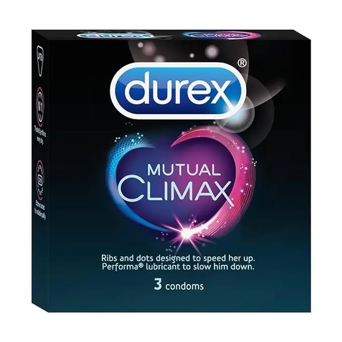 Durex Mutual Climax Condoms | Ribbed, Dotted & Climax Delay | 3s Pack