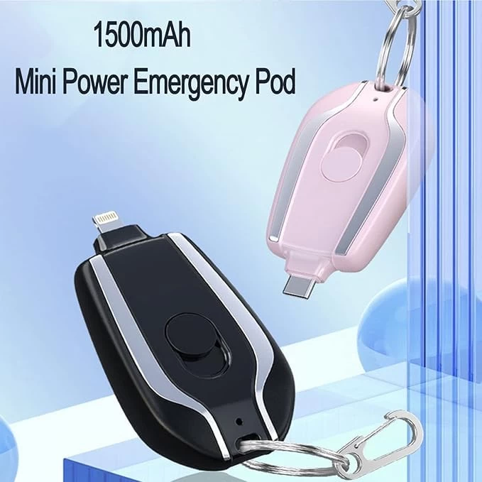 Small Portable Emergency Key Chain Power Bank (Type-C) - Fast Charging - Compact & Lightweight - Ideal for Travel & Everyday Use