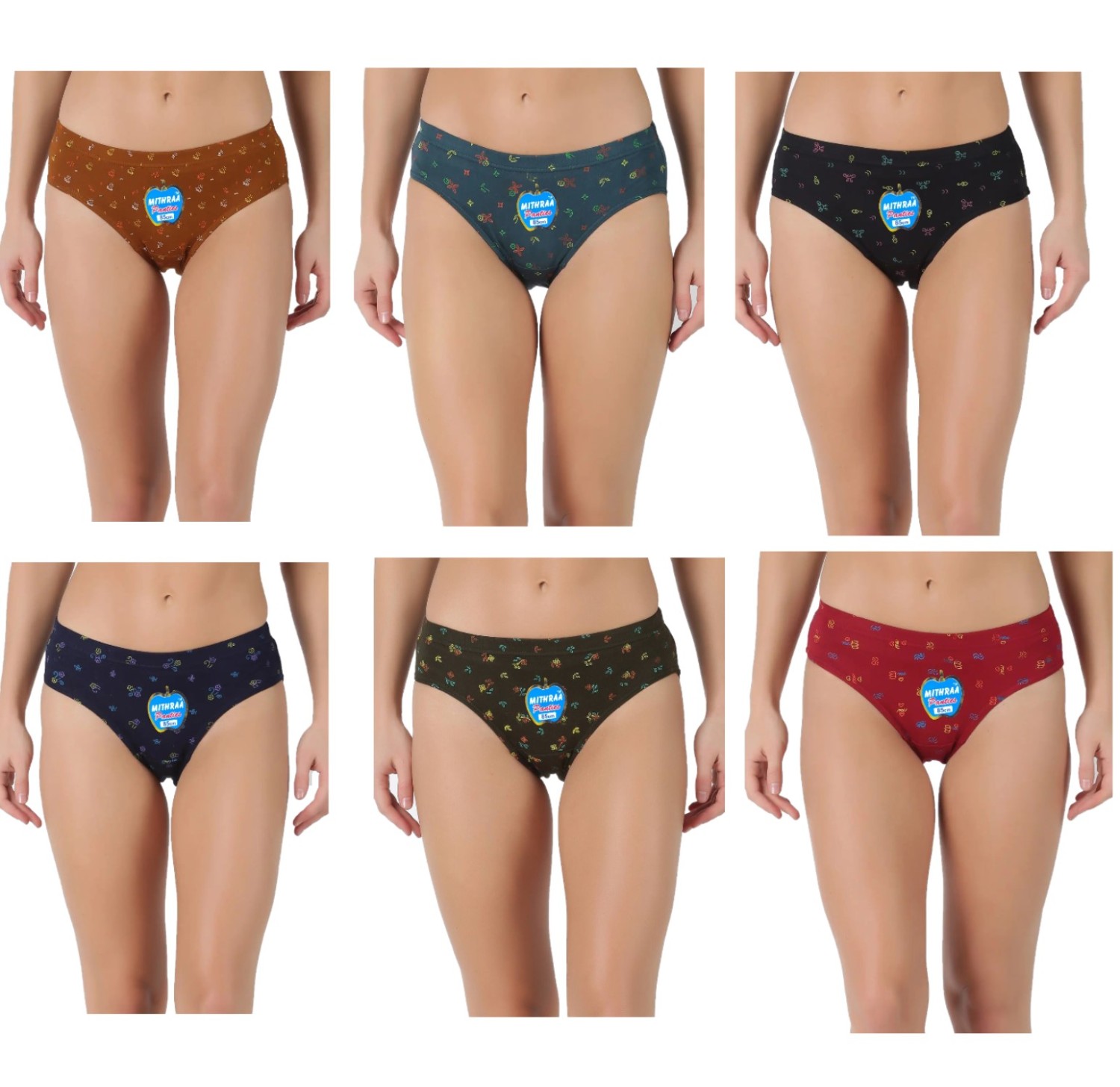 IPL Printed Cotton Panties (Combo Pack of 6) Assorted colors only