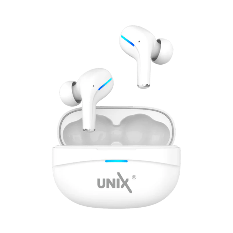 Unix UX-800 Best Wireless Earbuds White - Long Battery Life and Fast Pairing