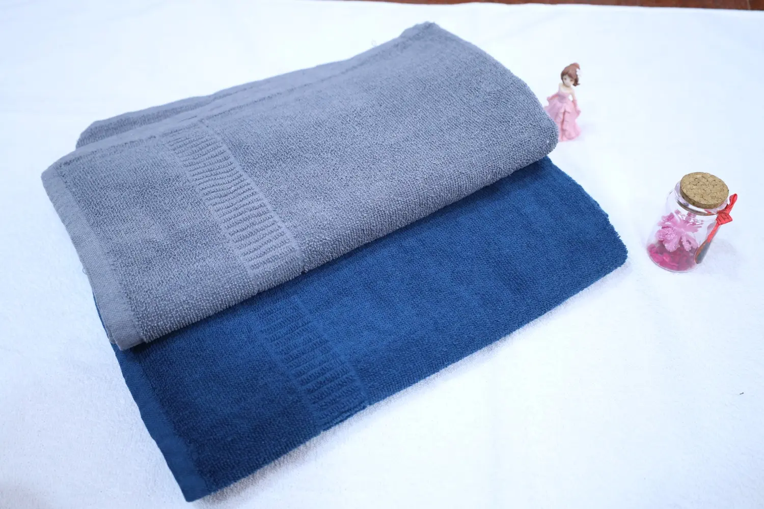 Taurusent Super Soft 100% Cotton High Absorbing Turkey Bath Towel, Size: 30x60 inches (450 GSM) - Pack of 2 (Grey & Blue)