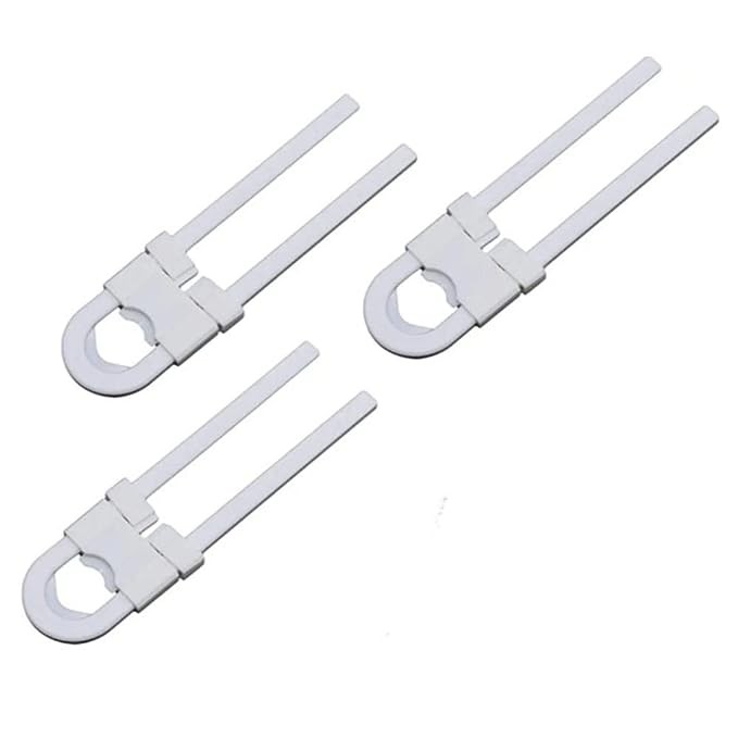 DHASRAM Baby/Child Proofing U Shaped Sliding Cabinet Locks, Plastic Child Safety Locks/Latches for Drawer-Pack of 3