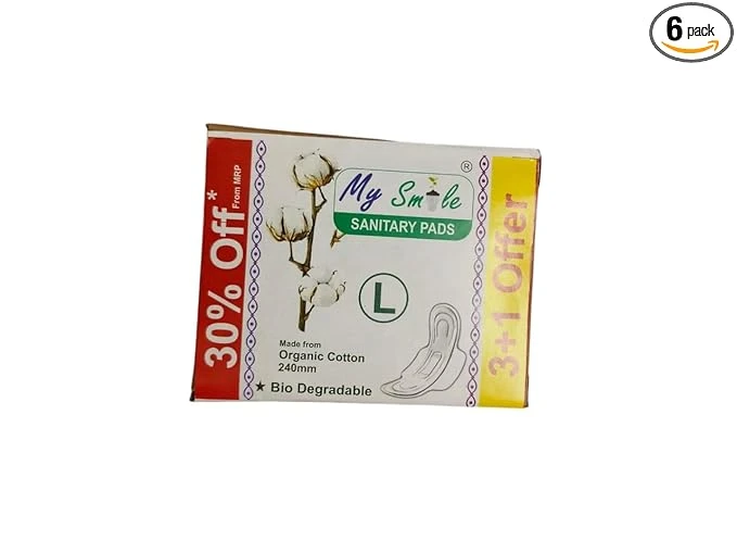 organic sanitary pads for women 3 NOS L (240 mm)+1 NOS P.L [pack of 1]