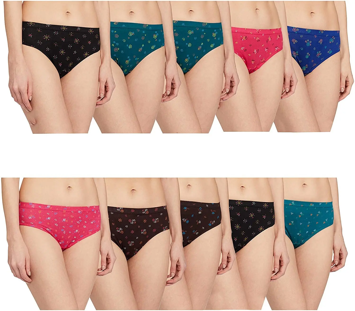 DG DHARANI ROSME Printed Cotton Panties (Combo Pack of 10)