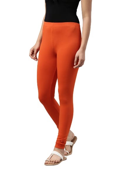 Women's Lycra Leggings for chudithar Orange colours
