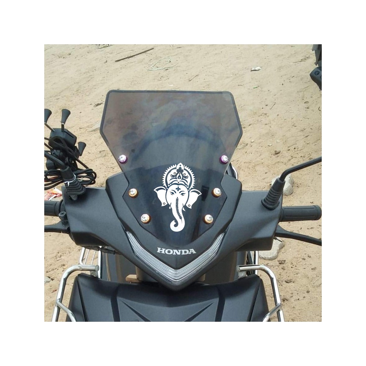 indnone® GOD Ganesh Logo Sticker for Bike Water Proof PVC Vinyl Decal Sticker | Orange Color Standard Size