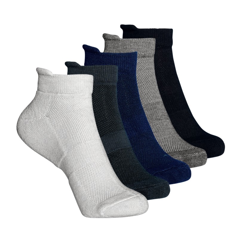 BamBuk Bamboo Ankle Socks for Men - Super Soft Stretchable Unisex Sports Gym Regular Formal Socks - 5 pairs