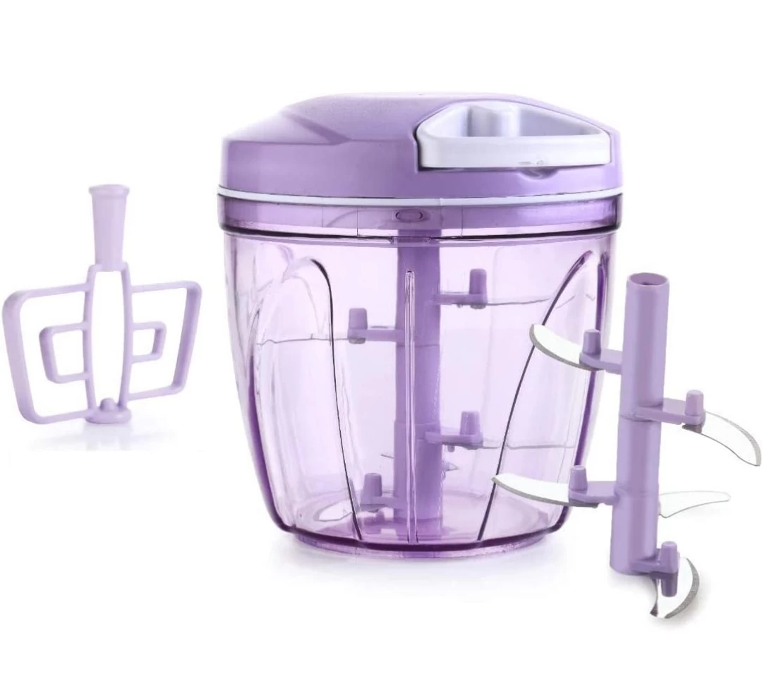 RAGESH Polypropylene Handy Vegetable Chopper XL, 1000 ml, 6 Stainless Steel Blades, Purple