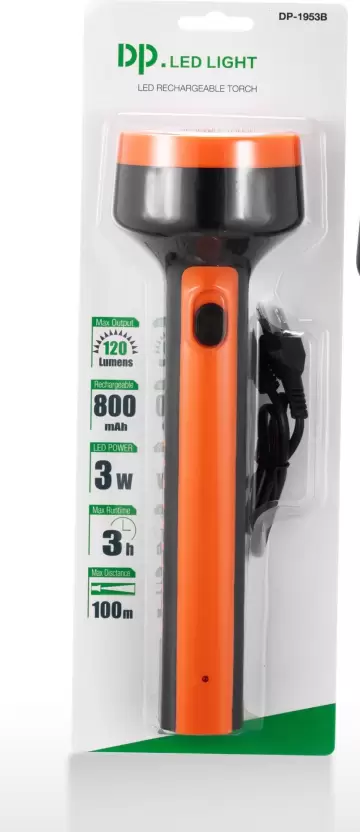 Led Torch 1953b: Rechargeable, Red & Orange, Powerful Light