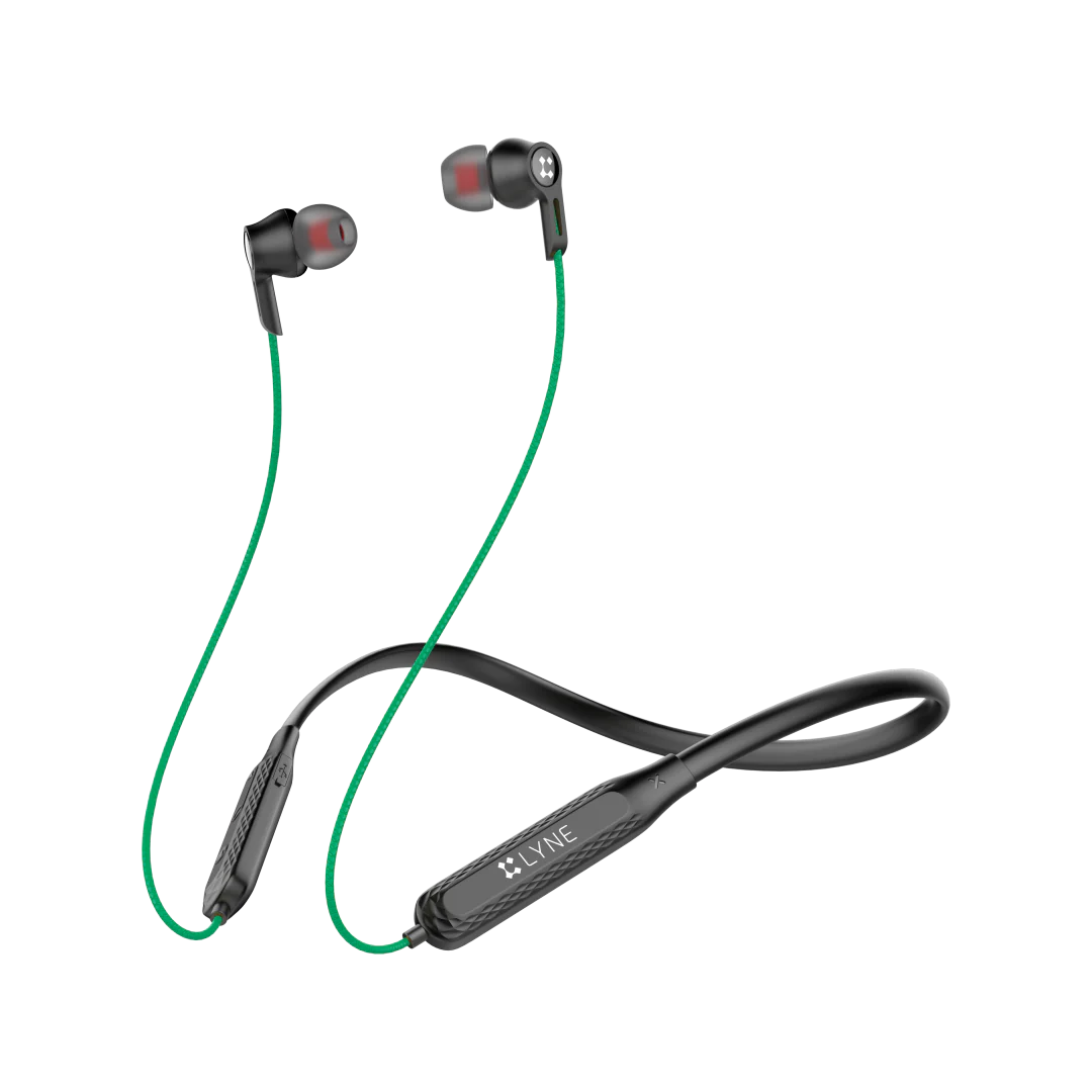 Lyne Rover 18 Wireless Neckband (Dark Green and Black)