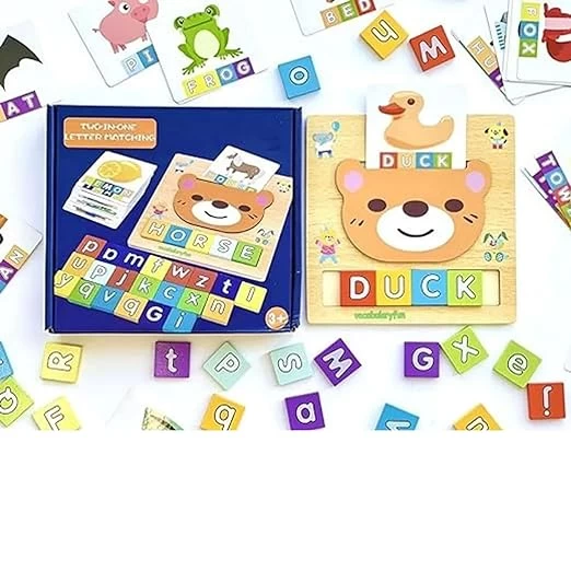 Spelling Cards Word Game - Wooden Alphabet Letter Cards Set | Spelling Words Practice | English Letters Game for Kids and Toddlers