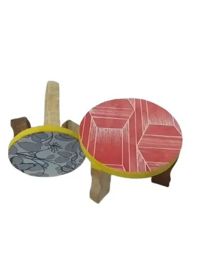 Simsnura Handcrafted mukkali Stand Pooja, Wooden Pooja Asana|Manapalagai |Manikattai Hight 3.5 inch length Round 4.5 inch very small size Hight 4 inch , length Round 5 inch  Total 2 pcs(Random, color