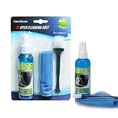 DS COMPUTERS 3 in 1 Screen Cleaning Kit with Brush and Micro Cloth for PC, laptops, LCD led and TV (80ML)