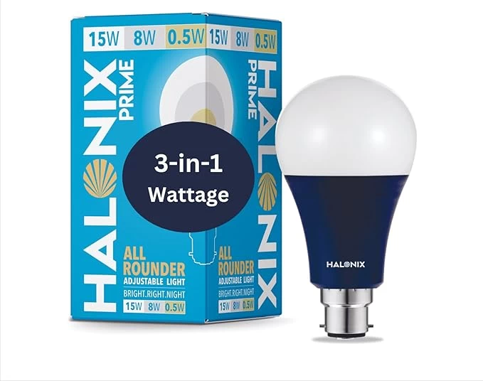 Halonix All R1under: Multi-wattage Led Bulb (15w, 8w, 0.5w) - White & Yellow