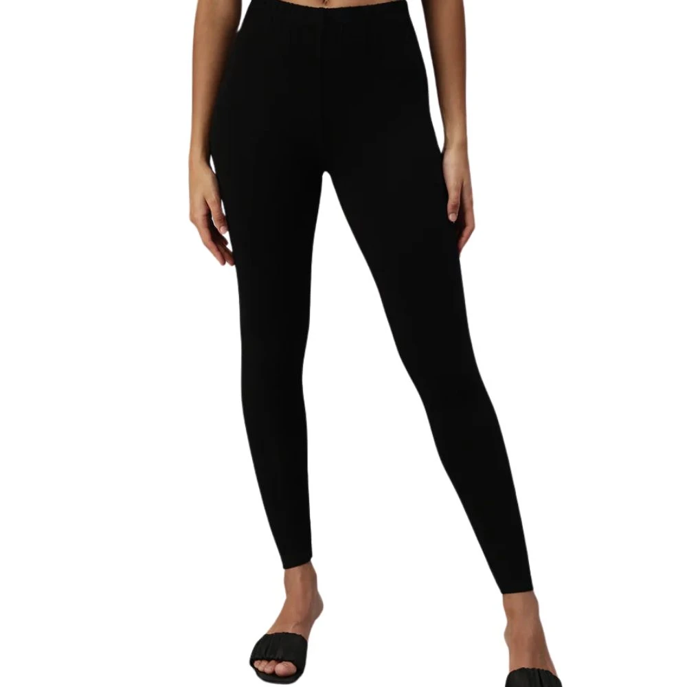 Skinny Fit Ankle Leggings | Mid-Rise Classic Tailored Leggings for Women | Stretchable Viscose & Cotton