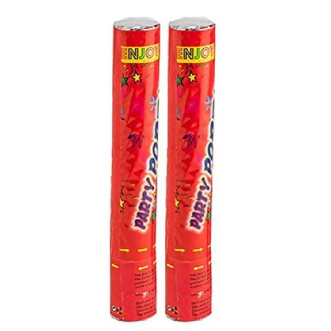 Set of 2 vibrant party poppers- 40cm confetti blast for birthdays & parties