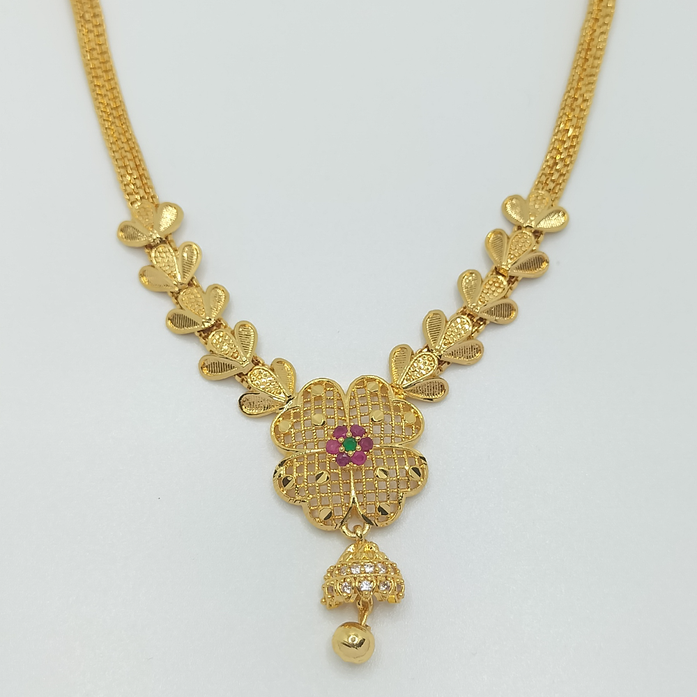 Glamourous look flower Design with back chains .Gold Plated Necklace for Girls and Womens
