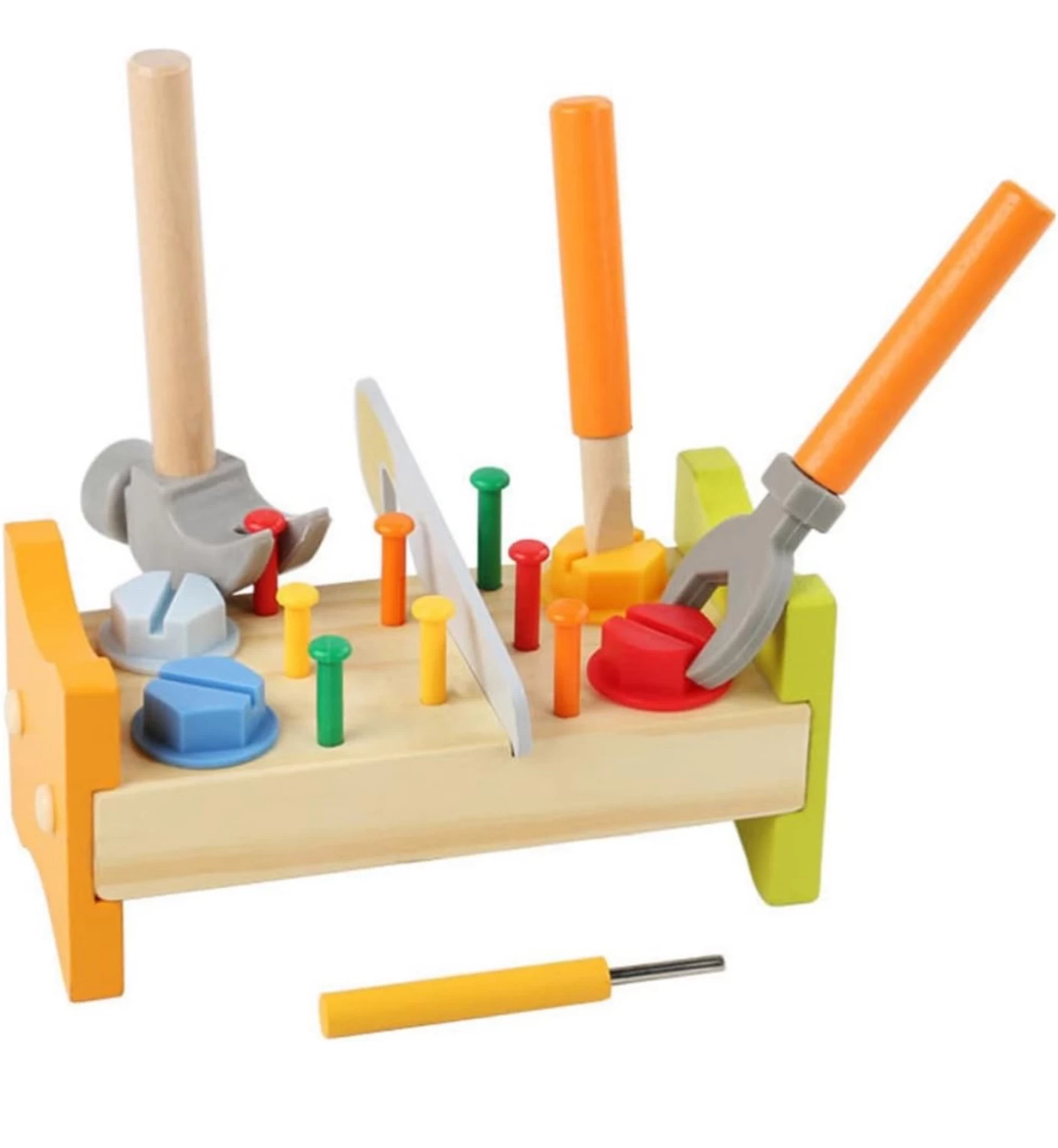 Work Bench Nut Assembly Set - Durable with No Sharp Edges |Wooden Work Bench Hammer Toy |Dismantling Tools Kit |Mechanical Toy Set for Kids and Childrens