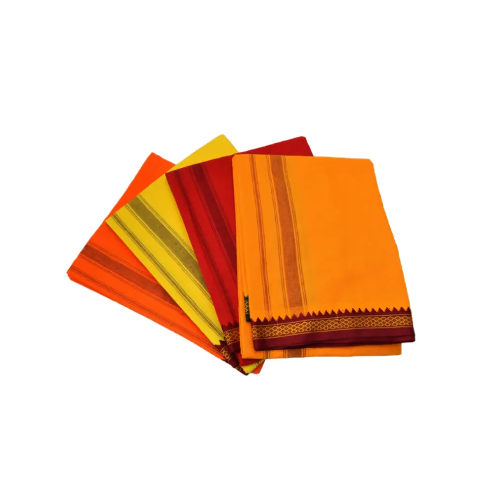 Men's Kaavi Temple Wear Dhotis Cotton/Free Size/pack of 4