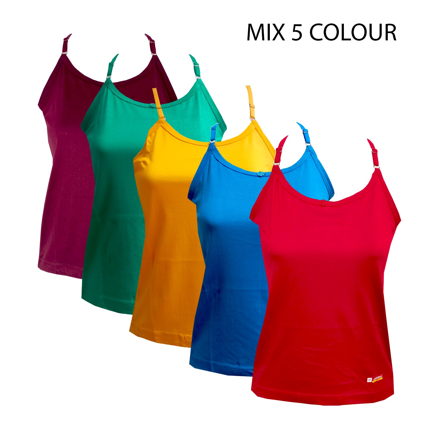 Slips For Women Camisole Cotton Multicolor Pack of 5 Adjustable Elastic Slip