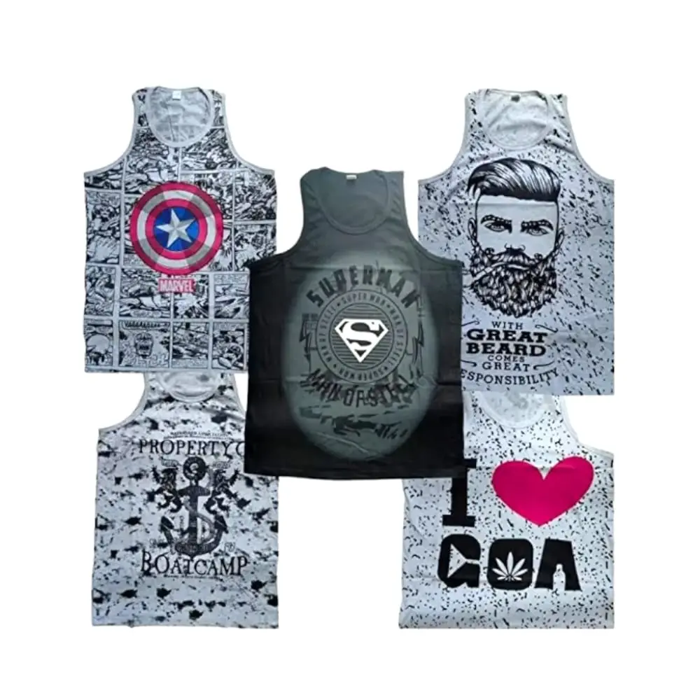 Men's Printed Sleeveless Vest Pack of 5