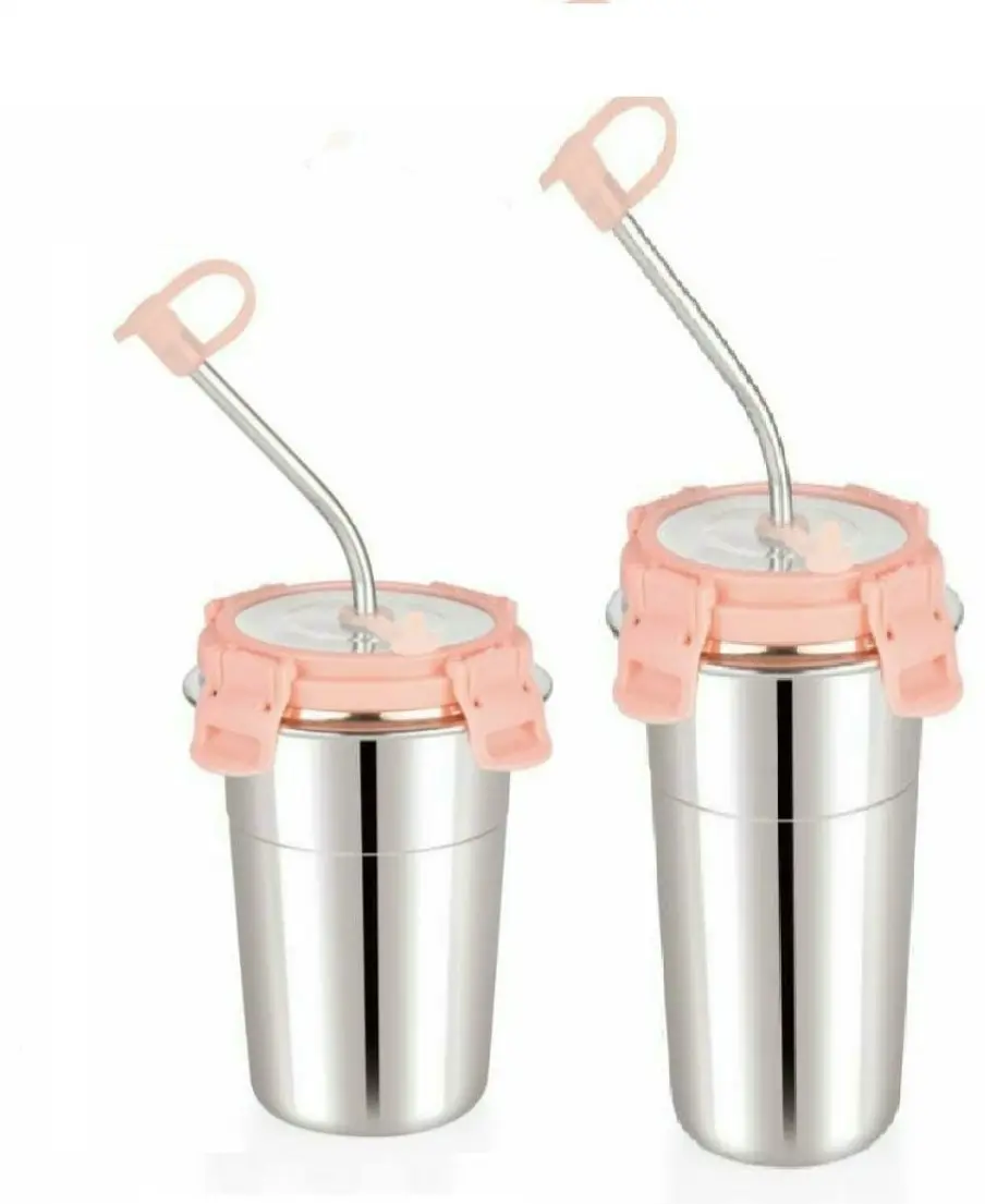 Fairycreation - Stainless Steel sipper Tumbler with Steel Straw Hot and Cold