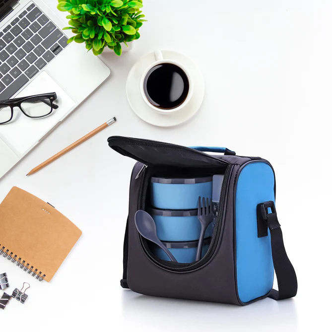 All-in-one Lunch Box With Fabric Bag - for Office & School Use