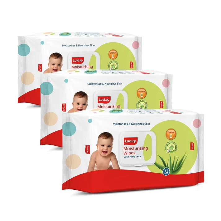 LuvLap Paraben Free Wipes For Baby With Aloe Vera, Pack of 3
