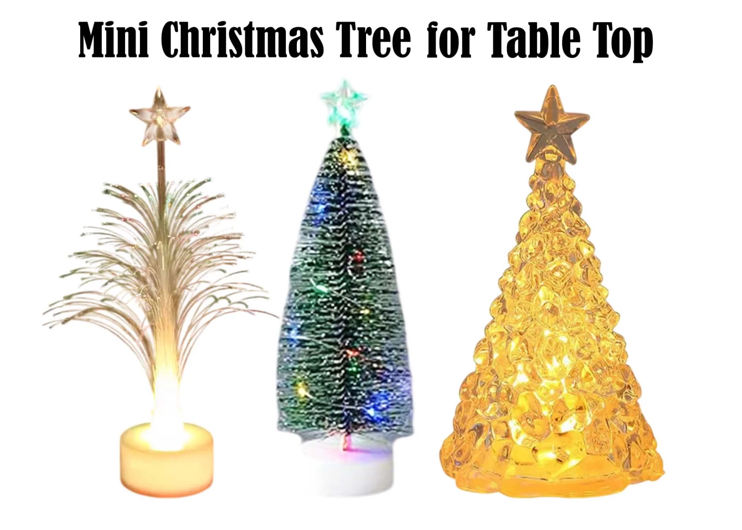 Xmas Tree for Table Top & Showcase with Battery Powered LED String Light, Christmas Tree for Home & Office Decoration, Gift for Holy Christmas Festival Celebration Festival (3 pices combo pack )