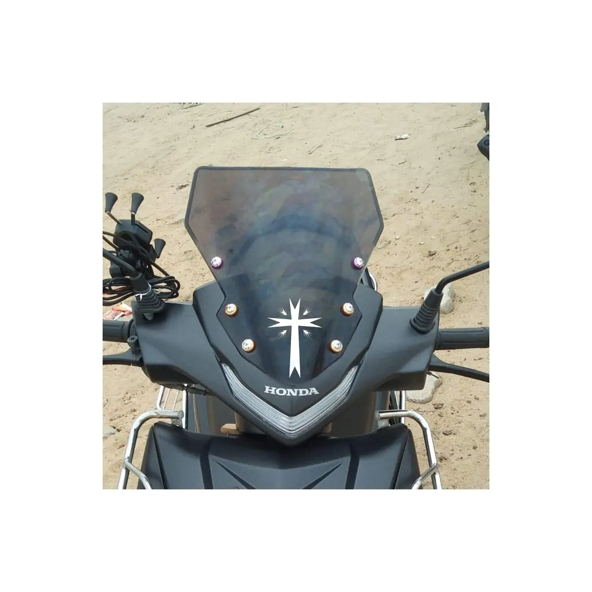 indnone® Lord Jesus Logo Sticker for Bike Waterproof PVC Vinyl Decal Sticker | White Color Standard Size