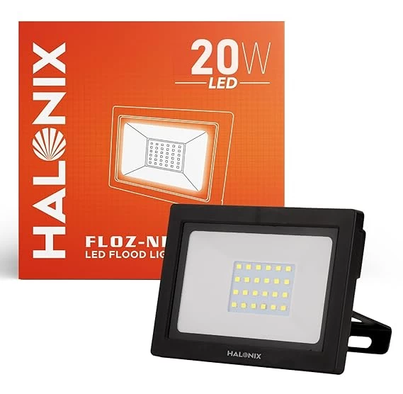 Halonix 20w Led Outdoor Flood Light Waterproof - Ip66 Led Lights With 120° Wide Beam | Halogen Light, Focus Light for Garage, Parking,shop -(Cool White)-pack of 1| Short Circuit & Surge