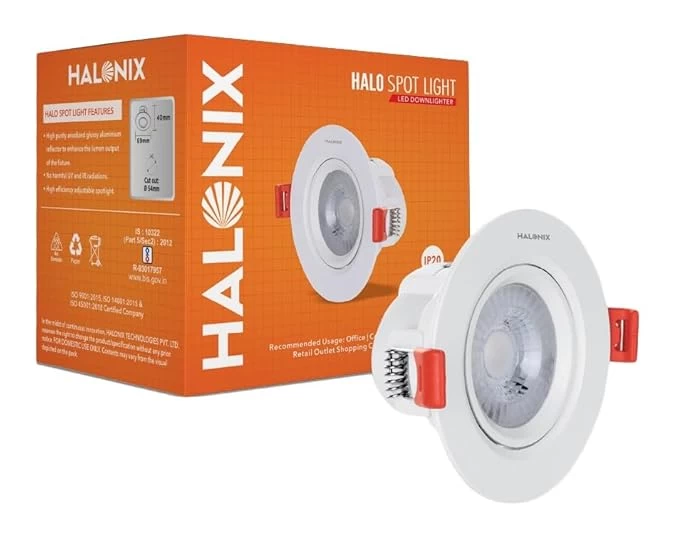 Halonix 3W 2700K Yellow Warm White Adjustable Halo Led Spot Light | Compact Design With 120° Beam Angle